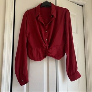 Crop burgundy blouse